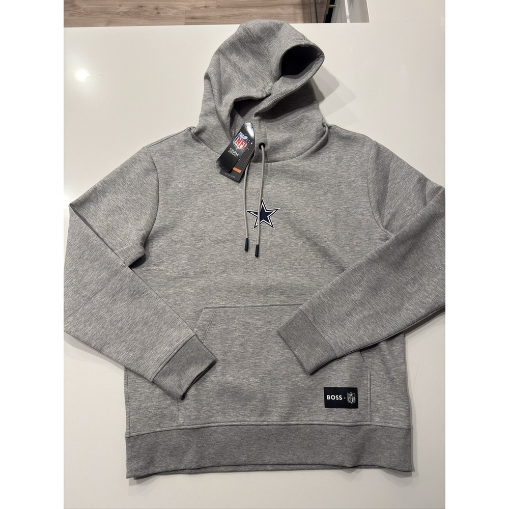 BOSS x NFL Dallas Cowboys Hoodie Men's M Heather Grey Pullover Graphic Logo